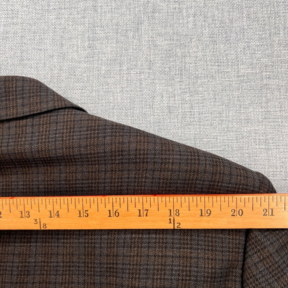 Jos‎ A Bank Wool Sport Coat Windowpane Plaid Blazer Men 46R Brown Tailored Ivy - Picture 8 of 12